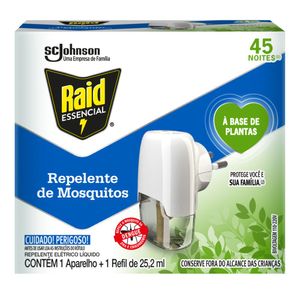 Repelente de Mosquitos Elétrico 45 Noites Raid com 1 Aparelho + Refil de 25,2ml