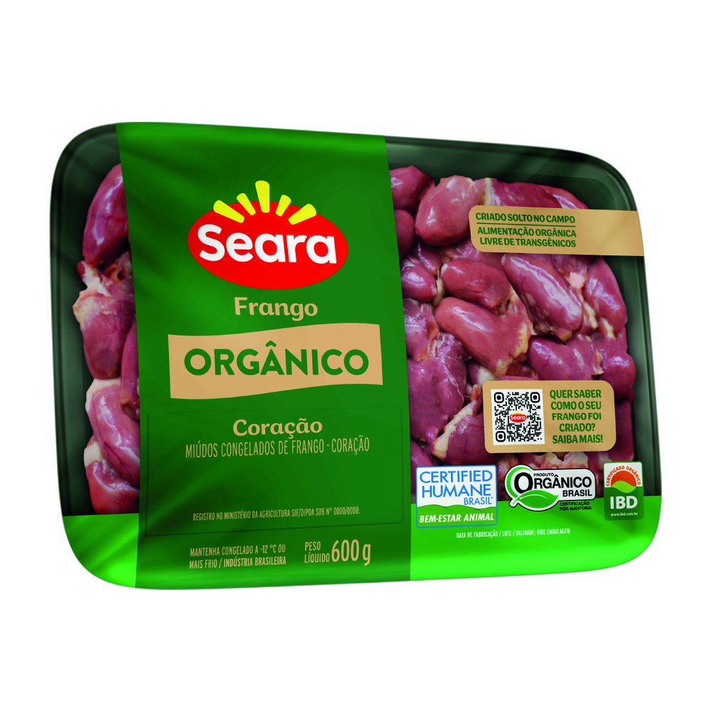 Coração de Frango Congelado Orgânico Seara 600g