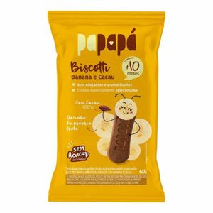 Biscoito de Banana e Cacau Sem Adição de Açúcar Papapá Biscotti 60g