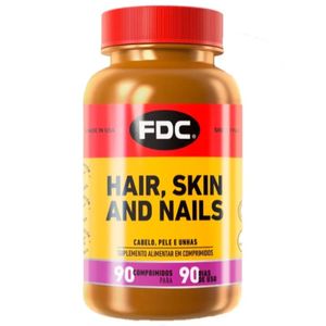 Suplemento Alimentar para Cabelo, Pele e Unhas FDC com 90 cápsulas