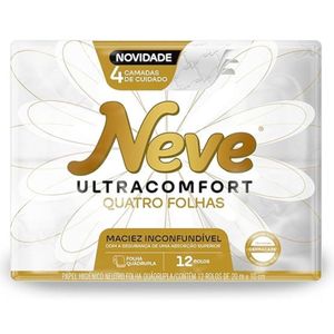 Papel Higiênico Folha Quádrupla 20m Neve com 12 Rolos