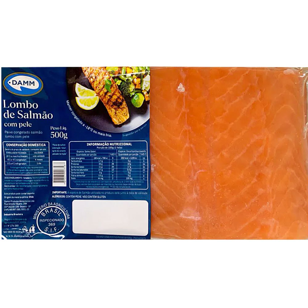 Posta Salmão Congelado Damm 500g | Mambo Supermercado São Paulo