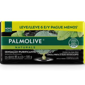 Kit Sabonete em Barra Sensação Purificante Naturals Palmolive 510g com 6 Unidades