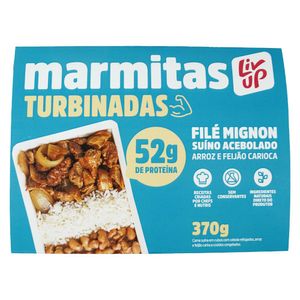 Marmita Turbinadas de Filé Mignon Suíno, Arroz e Feijão Liv Up 370g