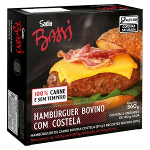 Hambúrguer Bovino com Costela Sadia Bassi 360g