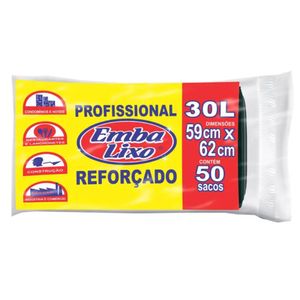 Saco para Lixo Cor Preto Profissional Embalixo 30L com 50 Unidades