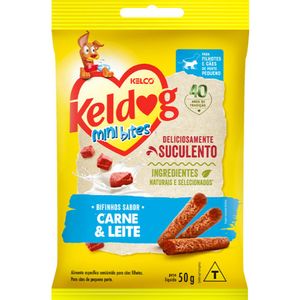 Petisco Bifinho Mini Bites de Carne e Leite Keldog 50g