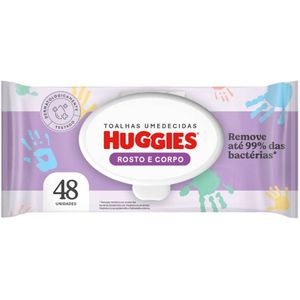 Toalhas Umedecidas Rosto e Corpo Huggies com 48 Unidades