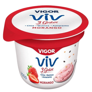 Iogurte Morango VIV 3 Grãos Vigor 100g