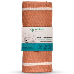 Pano de Prato Orgânico Cor Bege Listrado Positiv.a