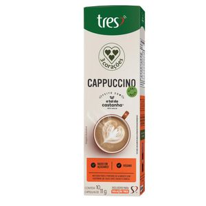 Cápsula de Café Cappuccino Vegano Tres 3 Corações 110g com 10 Unidades