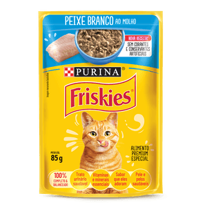 Ração de Peixe Branco ao Molho Gatos Adultos Friskies Sachê 85g