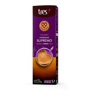 Cápsula de Café Espresso Supremo Tres 3 Corações 80g com 10 Unidades