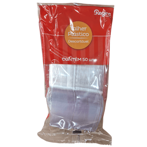 Garfo de Plástico Descartável Cristal Regina com 50 Unidades