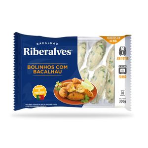 Bolinhos com Bacalhau Congelado Riberalves 300g com 10 Unidades