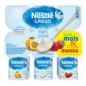 Iogurte Nestlé Grego Light 3 Sabores 540g com 6 unidades