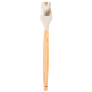 Pincel de Silicone Cabo de Madeira Cor Off-White Mozcada