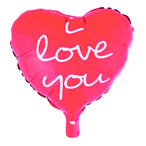 Balão Coração I Love You Cor Vermelha Silver Plastic 18'' 45cm