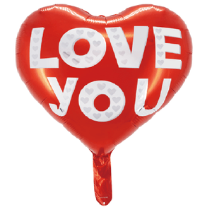 Balão Coração Love You Cor Vermelha Silver Plastic 18'' 45cm