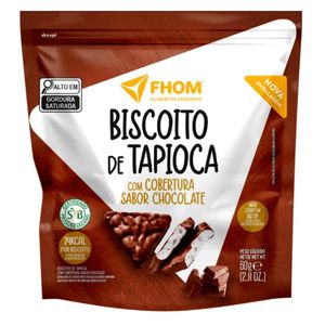 Biscoitos de Tapioca com Cobertura Sabor Chocolate Vegano Fhom 60g