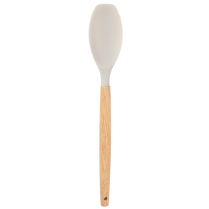 Espátula Redonda de Silicone Cabo Madeira Cor Off-White Mozcada 32cm