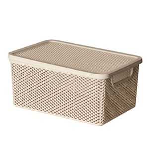 Cesto Organizador com Tampa Cor Creme Linea Paramount 26x18x12cm