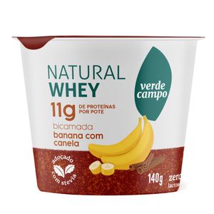 Iogurte Natural Whey Banana com Canela 11g de Proteínas Verde Campo 140g