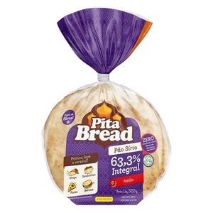 Pão Sírio Integral Pita Bread 320g com 6 Unidades