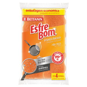 Esponja Limpeza Delicada EsfreBom Bettanin com 4 Unidades