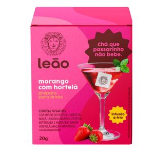 Chá de Morango com Hortelã para Drinks Leão 20g com 10 Sachês