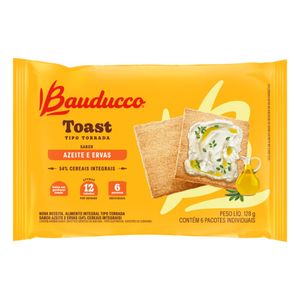 Torrada Integral Azeite e Ervas Bauducco Toast Pacote 128g com 6 Unidades