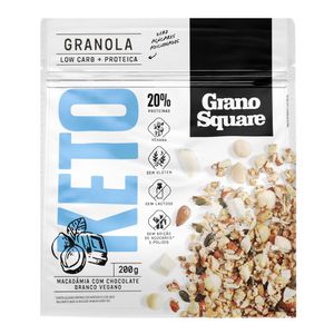 Granola Macadâmia com Chocolate Branco Vegano Sem Glúten Grano Square 200g