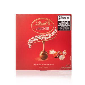 Caixa de Presente Chocolate Ao Leite Lindt Lindor 112g Com 9 unidades