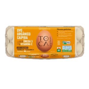 Ovo Caipira Orgânico Ômega 3 Fazenda da Toca com 10 Unidades