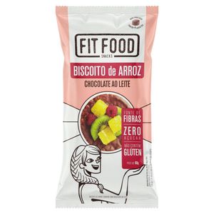 Biscoito de Arroz Cobertura Chocolate ao Leite Zero Açúcar Fit Food 60g
