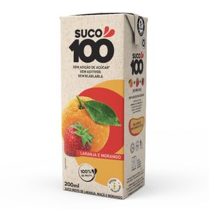 Suco de Laranja e Morango Sem Adição de Açúcar 100 200ml