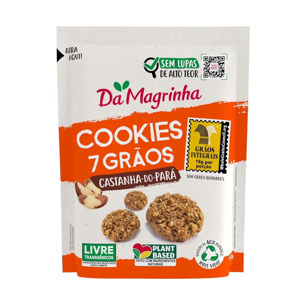 Biscoito Cookies Damagrinha 7 Grãos Castanha do Pará Pacote com 100g
