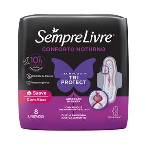 Absorvente com Abas Adapt Plus Noite e Dia Cobertura Suave Sempre Livre 8 unidades
