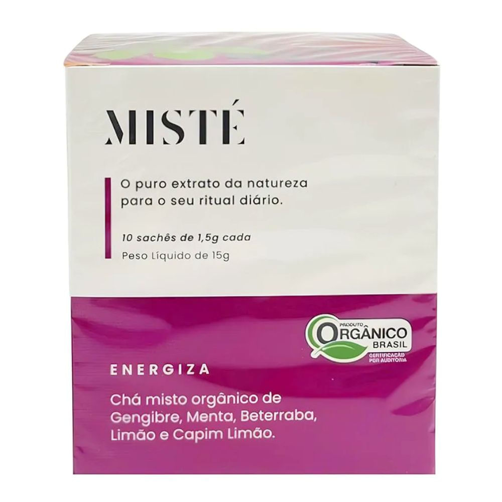Chá Misto Orgânico Energiza Sabor Gengibre, Menta, Beterraba, Limão e Capim Limão Misté - 15g