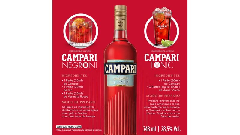 Aperitivo Bitter Campari 748ml |Mambo Supermercado São Paulo