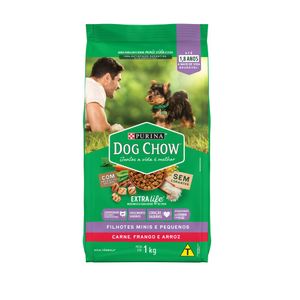 Ração sabor Frango e Arroz para Cães Filhotes Minis e Pequenos Dog Chow 1kg