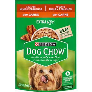 Ração Sabor Carne ao Molho Raças Pequenas Adulto Dog Chow Sachê 100g