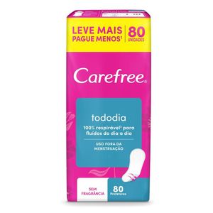 Protetor Diário Todo Dia Sem Perfume Carefree com 80 unidades