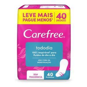 Protetor Diário Todo Dia sem Perfume Carefree com 40 unidades
