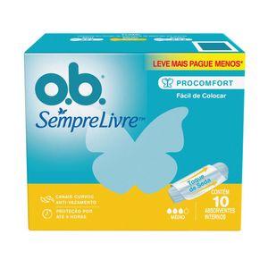 Absorvente Interno Médio O.B. Sempre Livre com 10 Unidades