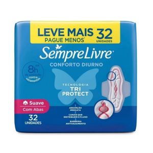Absorvente Tri Protect com Abas Sempre Livre com 32 unidades
