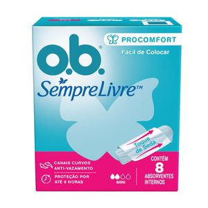 Absorvente Interno Mini ProComfort O.B Sempre Livre com 8 Unidades