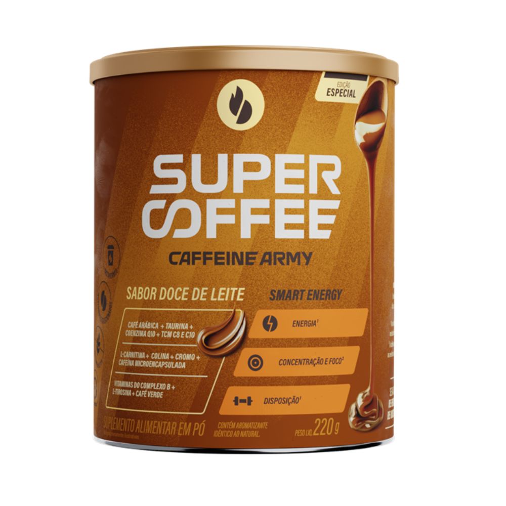 Suplemento Alimentar em Pó Doce de Leite Supercoffee Caffeine Army 220g
