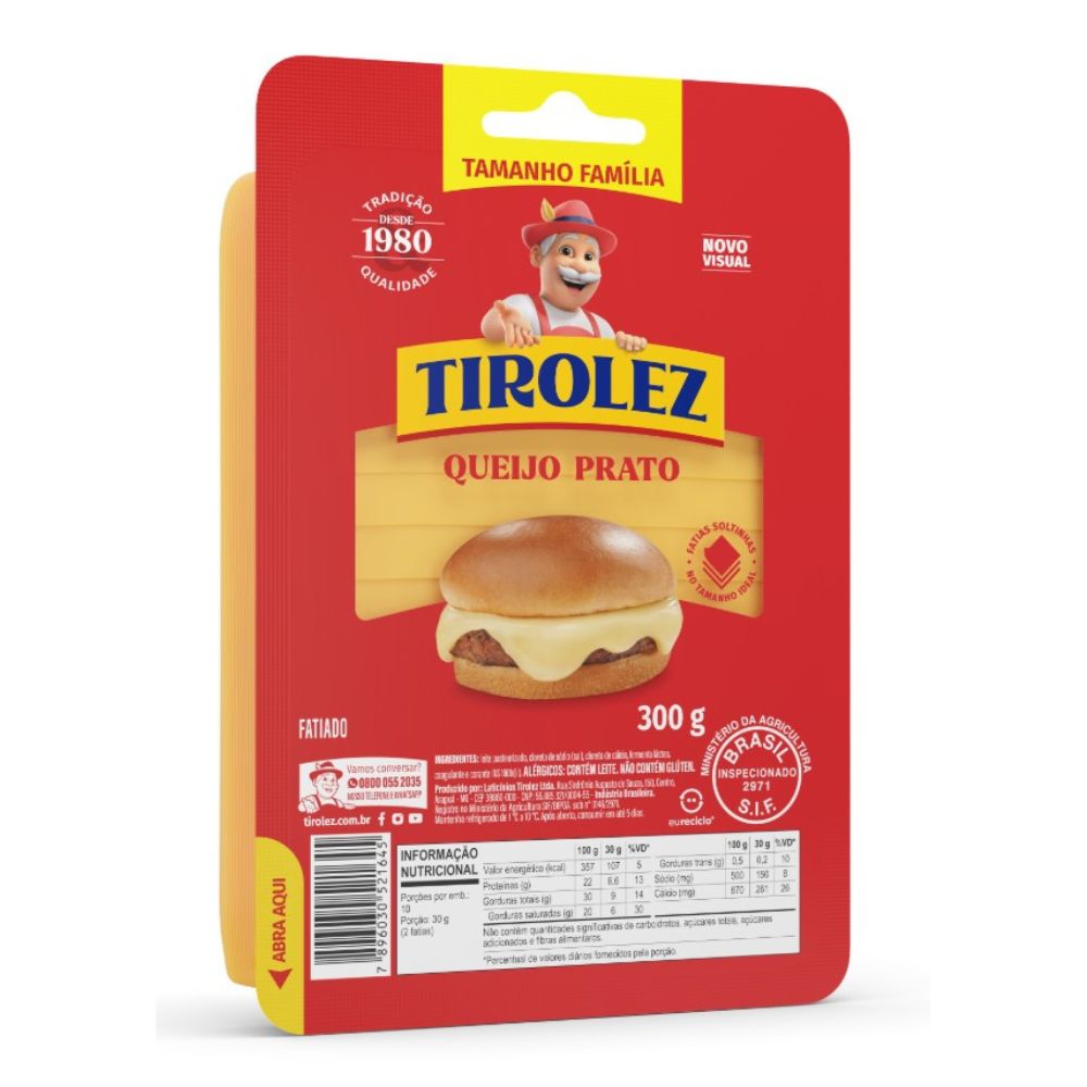 Queijo Prato Fatiado Tirolez 300g