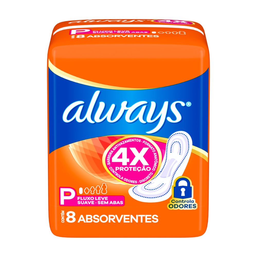 Absorvente Super Proteção Suave sem Abas Always com 8 Unidades